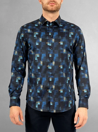 Men's casual long sleeve stretch shirt