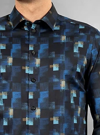 Chemise décontractée à manches longues en stretch pour hommes