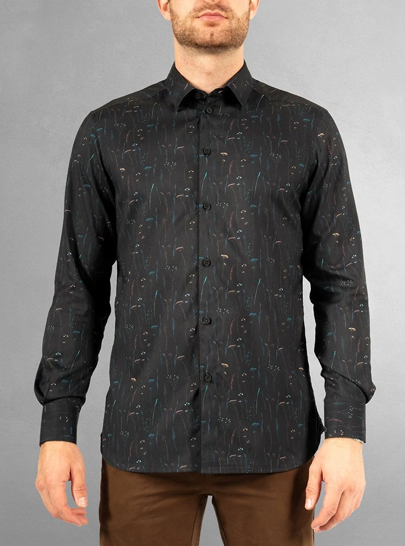 Chemise décontractée à manches longues en stretch pour hommes