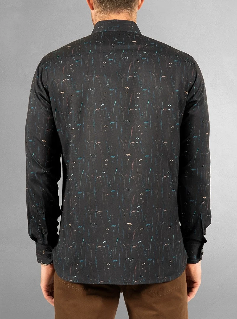 Chemise décontractée à manches longues en stretch pour hommes