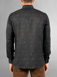 Chemise décontractée à manches longues en stretch pour hommes