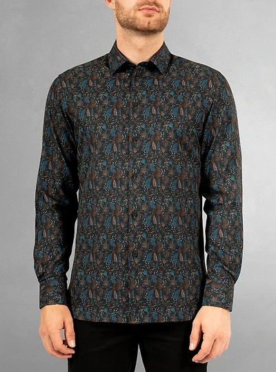 Chemise stretch décontractée à manches longues pour homme