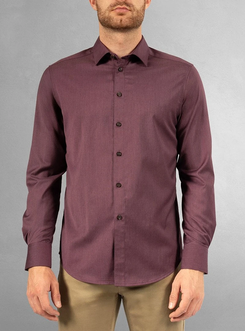 Chemise décontractée à manches longues en stretch pour hommes