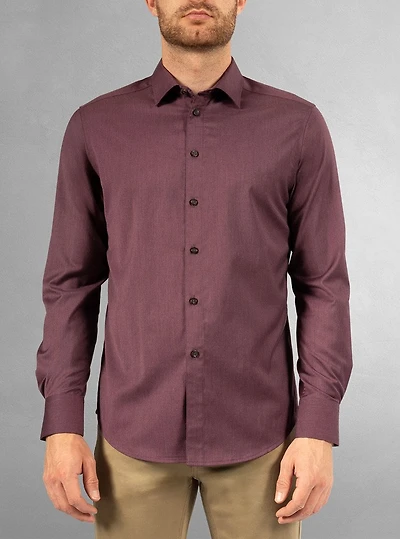 Chemise décontractée à manches longues en stretch pour hommes
