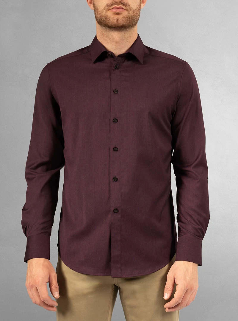 Chemise décontractée à manches longues en stretch pour hommes