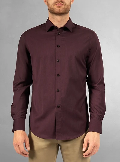 Chemise décontractée à manches longues en stretch pour hommes