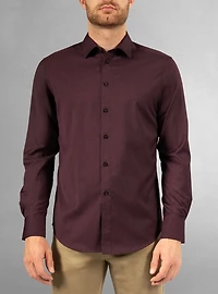 Chemise décontractée à manches longues en stretch pour hommes