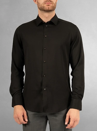 Chemise décontractée à manches longues en stretch pour hommes