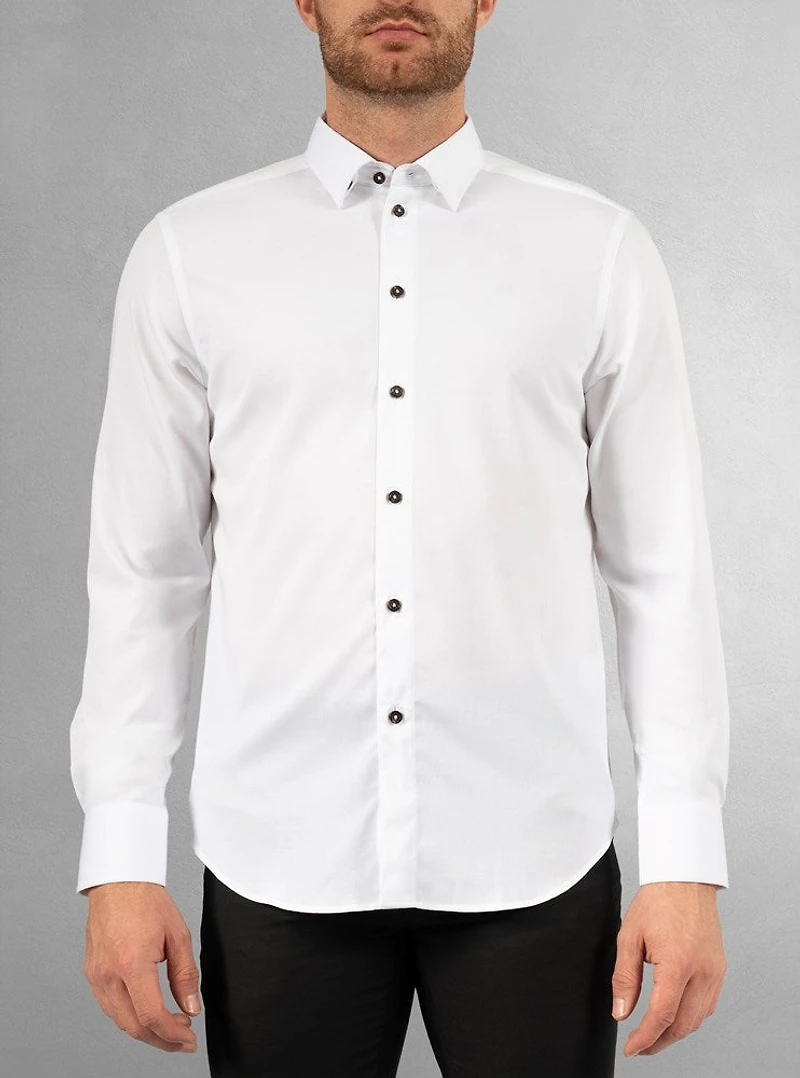 Chemise décontractée à manches longues en stretch pour hommes