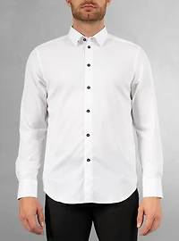 Chemise décontractée à manches longues en stretch pour hommes