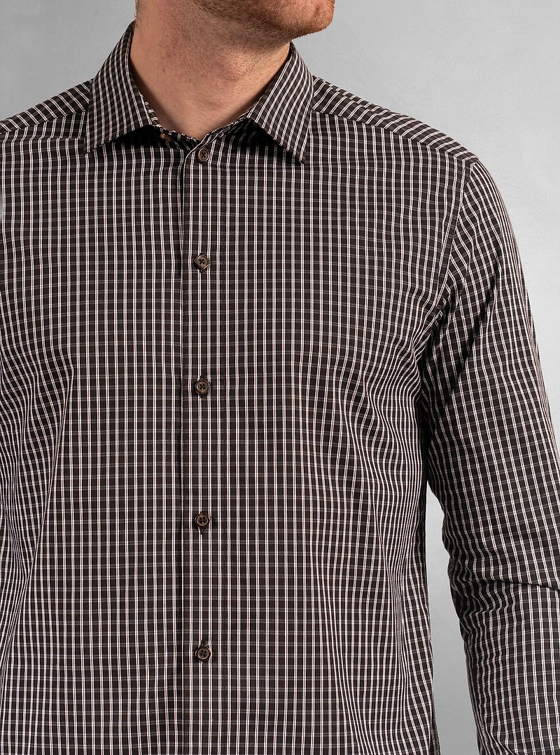 Chemise décontractée à manches longues en stretch pour hommes