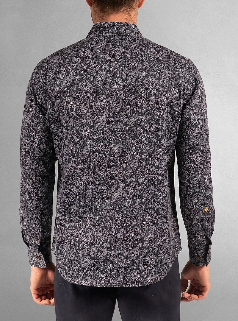 Chemise décontractée à manches longues en stretch pour hommes