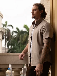 Chemise décontractée en stretch à manches courtes pour hommes