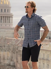 Chemise décontractée en stretch à manches courtes pour hommes