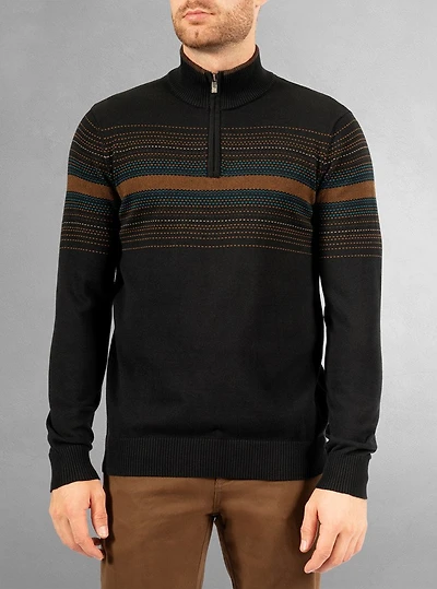 Pull à col roulé demi-zippé pour hommes