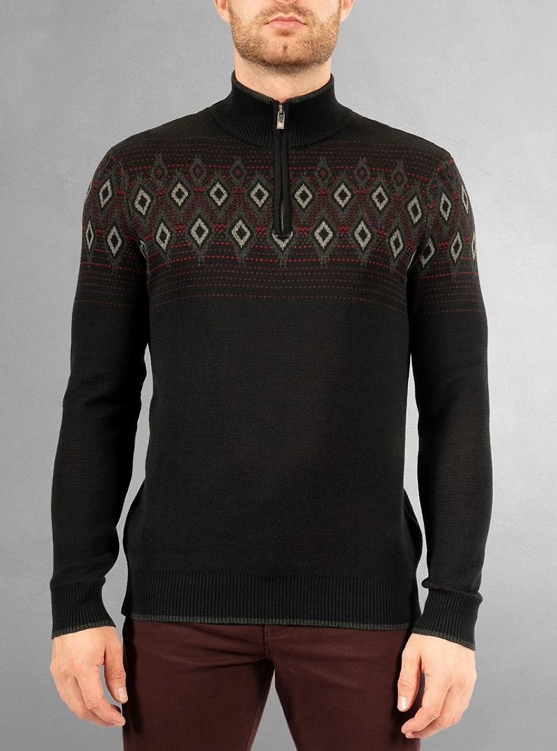 Men's half zip mock neck sweater