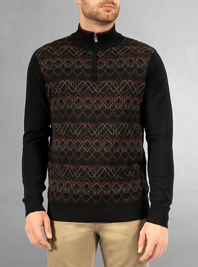 Pull à col roulé demi-zippé pour hommes