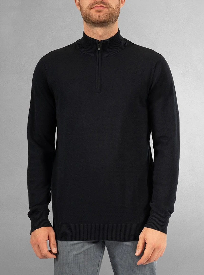 Pull basique à col roulé et demi-fermeture éclair pour hommes