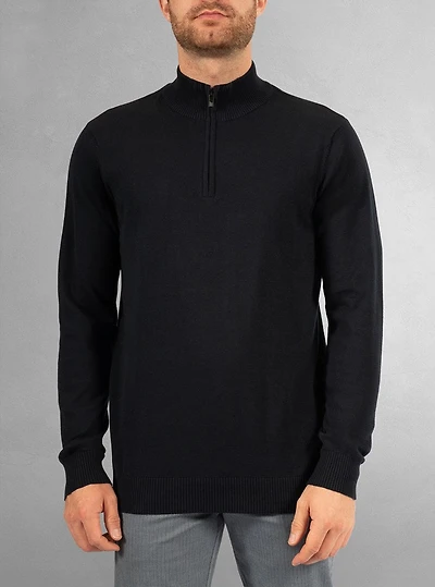 Pull basique à col roulé et demi-fermeture éclair pour hommes
