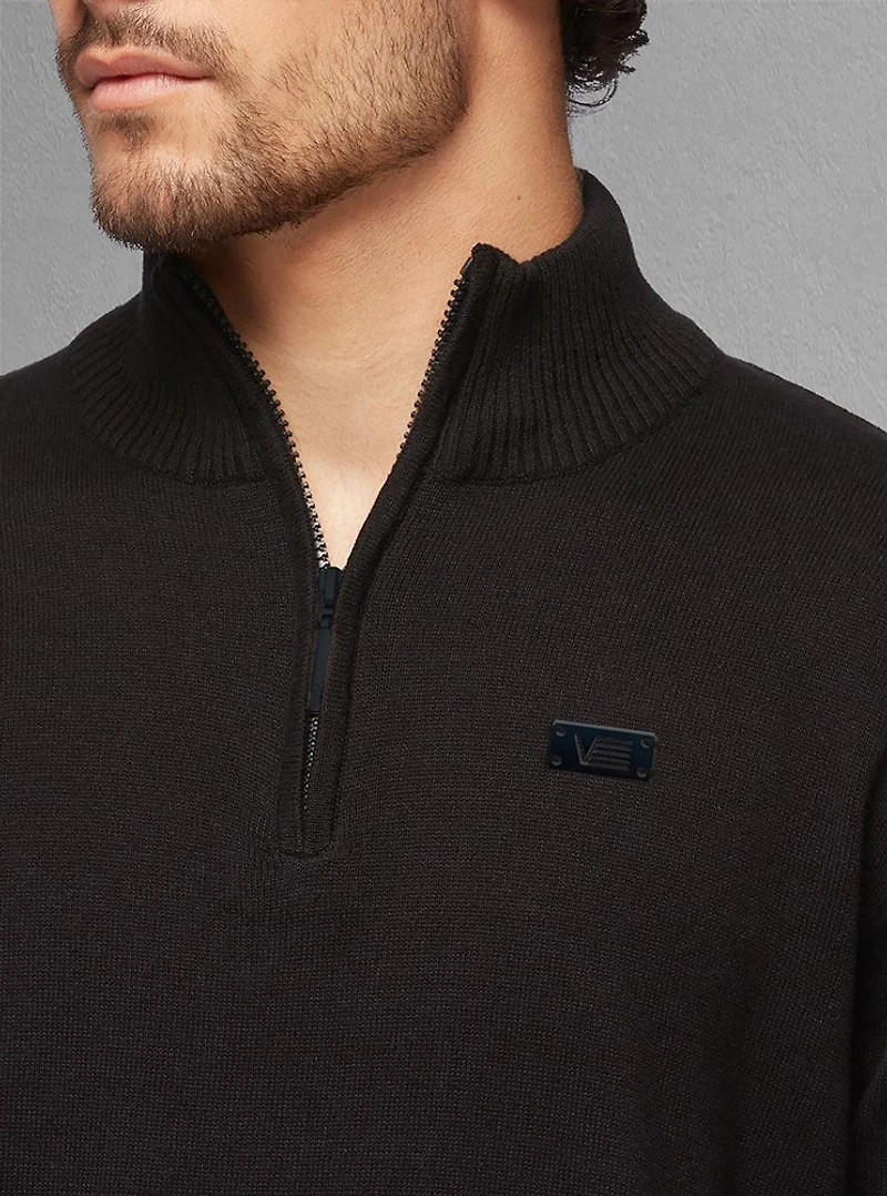 Pull basique à col roulé et demi-fermeture éclair pour hommes