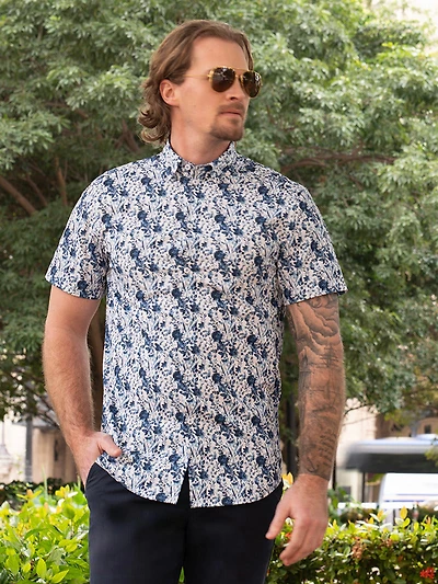 Men's casual short sleeve stretch shirt