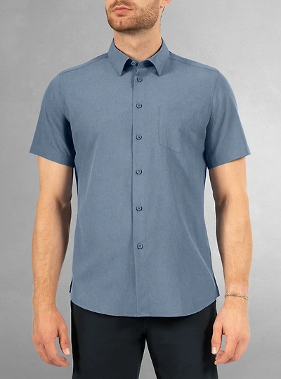 Chemise stretch basique à manches courtes pour homme