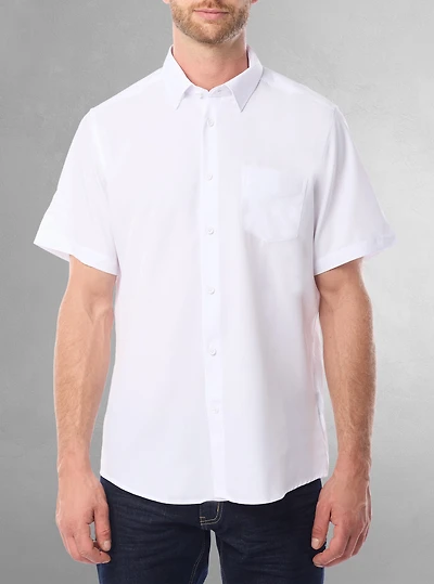 Chemise stretch basique à manches courtes pour hommes