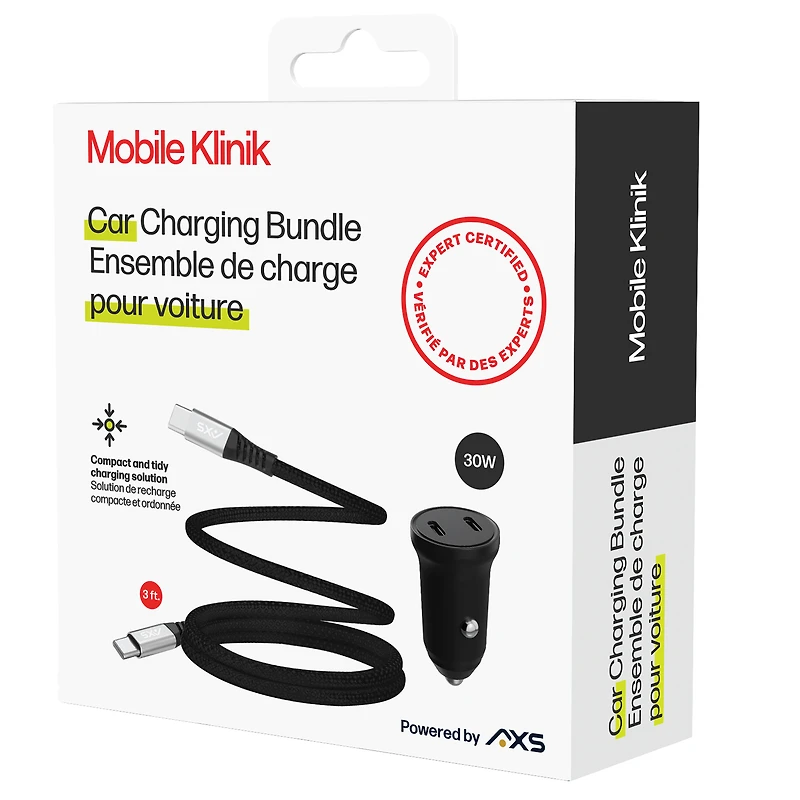 Mobile Klinik Car Bundle - 3ft Magnetic Coil - Lightning (30W) - Dual Port