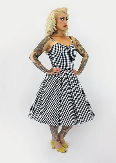 Spring Gingham Dress - Black and White