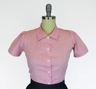Pink Country Gingham Rockabilly Western Top