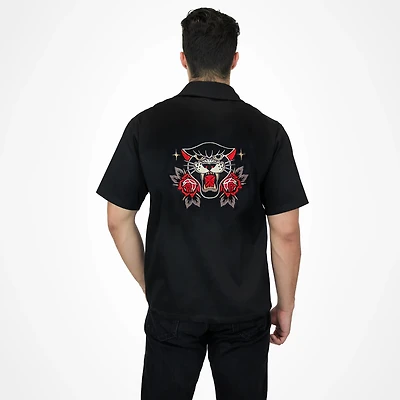 Men's Black Panther Embroidered Short-Sleeve Top