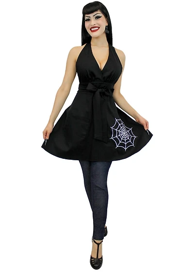 Spiderweb Black Vintage Inspired Apron
