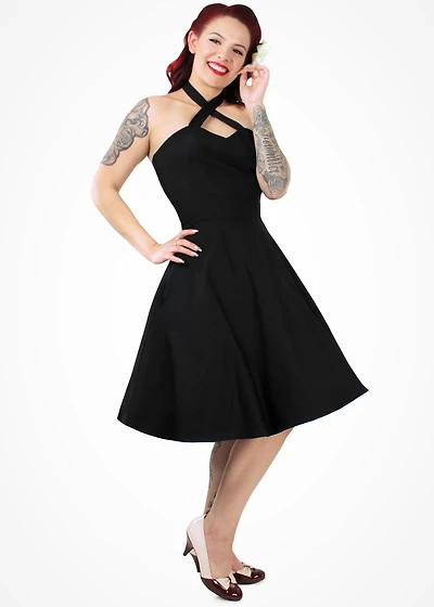 Black Criss Cross Halter Dress