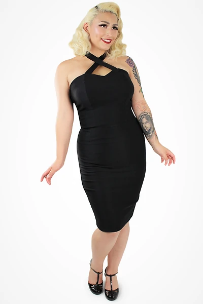 Black Criss Cross Fitted Dress