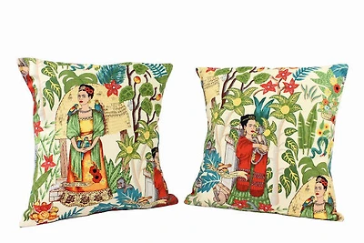 Frida the Jungle Beige Pillow Cover - Upholstery Oxford Fabric