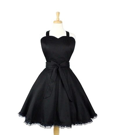 "Queen of Tarts" Black Ruffle Apron
