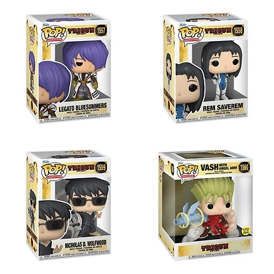 Funko Pop! Anime: Trigun - Legato Bluesummers / Nicholas D. Wolfwood Rem Saverem 6" Vash with Angel Arm [GITD]
