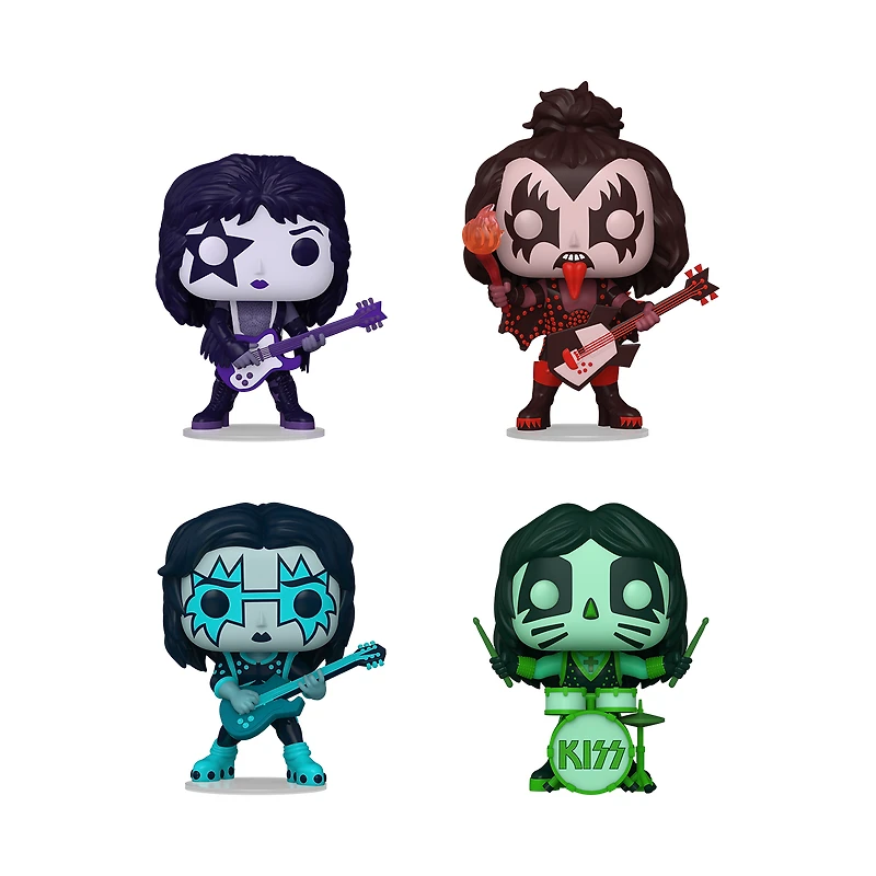 Funko Pop! Rocks: KISS (Colour Spotlight) - Spaceman / Demon / Starchild / Catman 4pk [Funko Shop Exclusive]