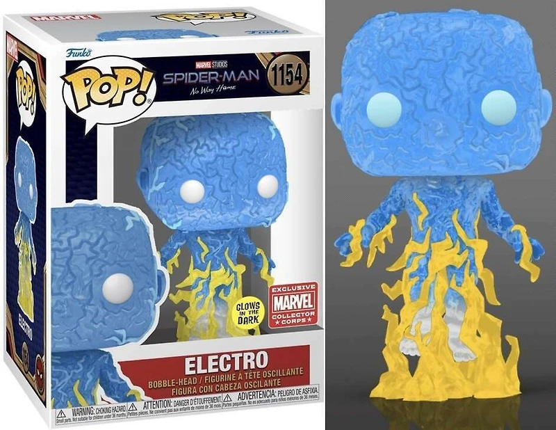 FUNKO POP! MARVEL SPIDER-MAN NO WAY HOME ELECTRO #1154 [MARVEL CORPS] GLOW IN THE DARK