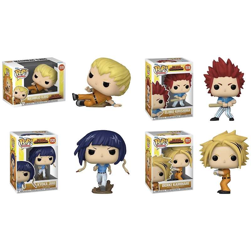 Funko Pop! Anime: My Hero Academia (Hero League Baseball) - Denki Kaminari #1517 / Eijiro Kirishima #1518 Mashirao Ojiro #1519 Kyoka Jiro #1520 *PREORDER*