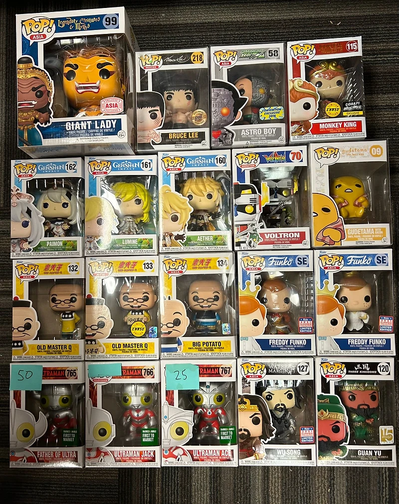 FUNKO! ASIA EXCLUSIVES: THREE KINGDOMS, JOURNEY TO THE WEST, CHOUCHOU, GENSHIN IMPACT, LEGENDARY CREATURES & MYTHS, BRUCE LEE, OLD MASTER Q, ULTRAMAN, VOLTRON, GUDETAMA, WATER MARGIN, DISNEY, FREDDY FUNKO *WEB ONLY*