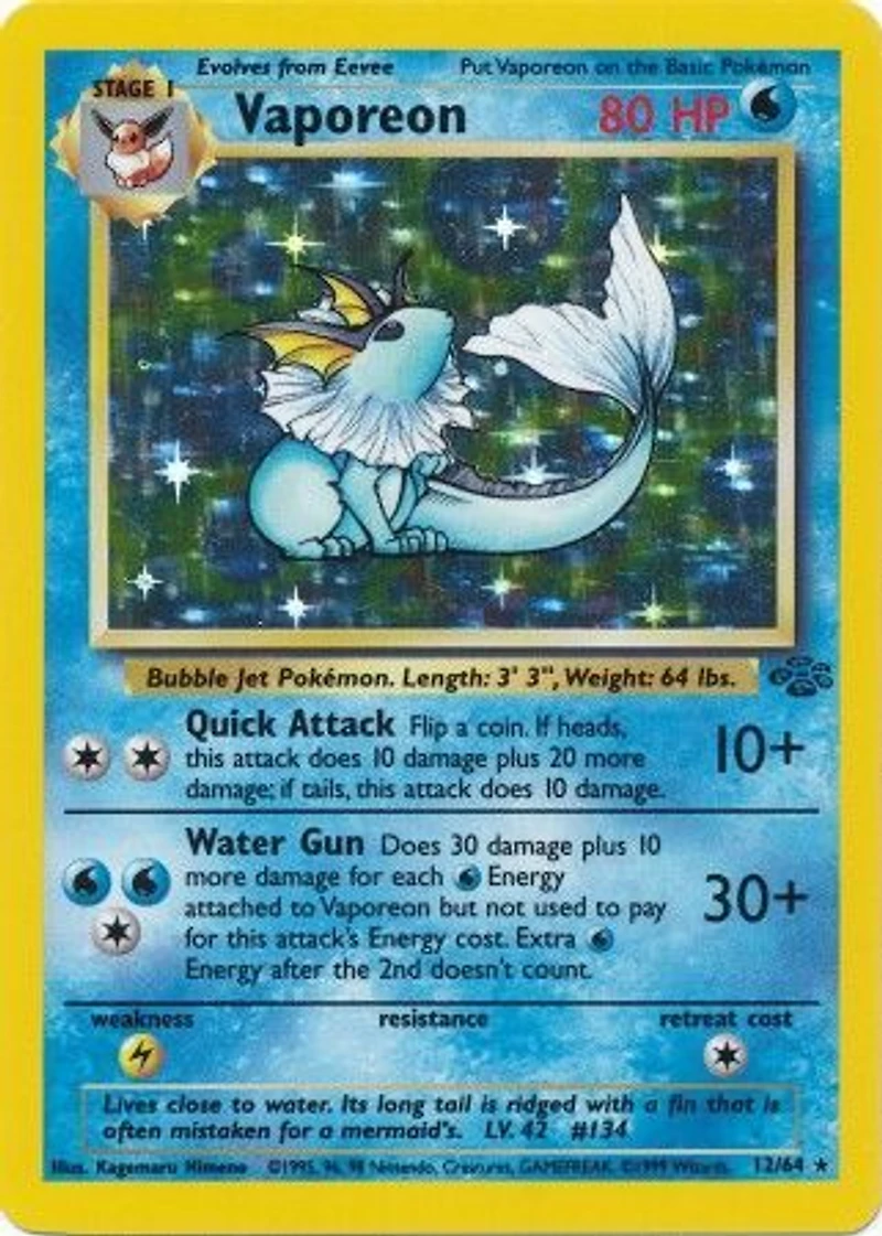 Pokemon TCG: Jungle Unlimited - Vaporeon Holo Rare 12/64 (English) Single Card