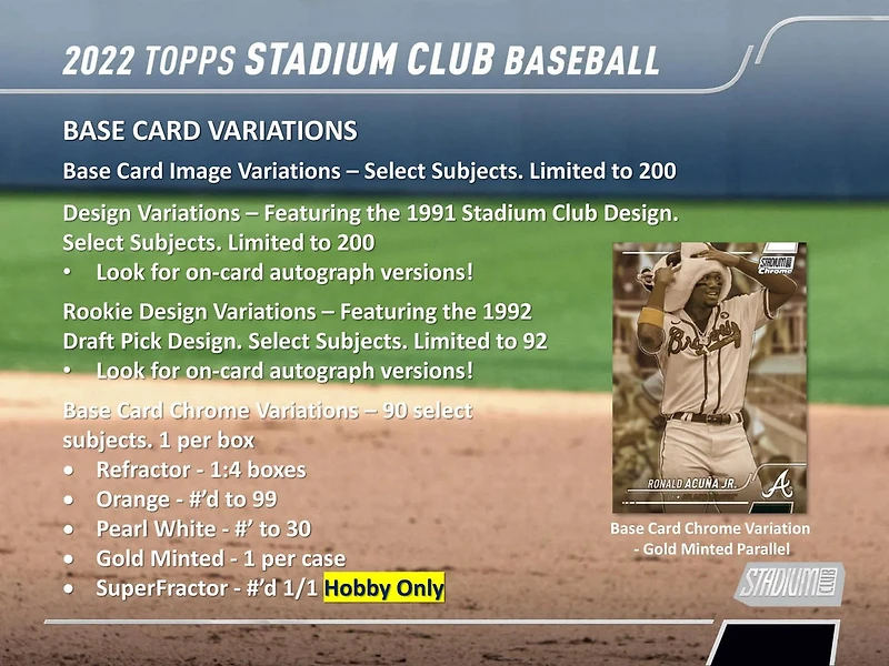 2022 TOPPS STADIUM CLUB BASEBALL HOBBY BOX