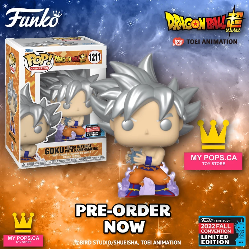 FUNKO POP! MYPOPS.CA 2022 NYCC SHARED EXCLUSIVE DRAGON BALL SUPER GOKU (ULTRA INSTINCT with KAMEKAMEHA) #1211