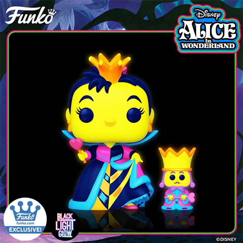 FUNKO POP! DISNEY: ALICE IN WONDERLAND [70TH ANNIVERSARY] - QUEEN OF HEARTS [BLACK LIGHT GLOW] **FUNKO SHOP EXCLUSIVE** #1063