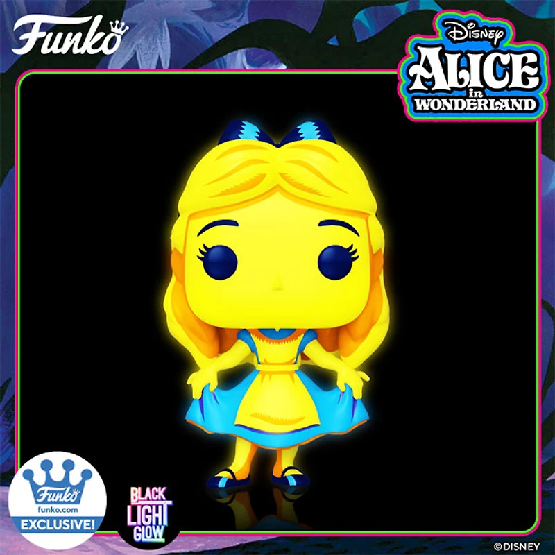 FUNKO POP! DISNEY: ALICE IN WONDERLAND [70TH ANNIVERSARY] - ALICE [CURTSYING - BLACK LIGHT GLOW] **FUNKO SHOP EXCLUSIVE** #1058