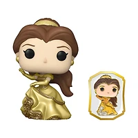FUNKO POP! Disney Ultimate Princess BELLE GOLD with PIN #221 [FUNKO SHOP EXCLUSIVE]