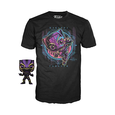 Funko Pop! and Tee: MARVEL BLACK LIGHT PANTHER *SPECIAL EDITION* M-XXL*