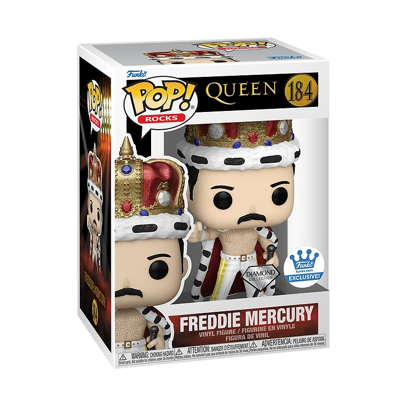 FUNKO POP! ROCKS QUEEN FREDDIE MERCURY AS KING with CROWN DIAMOND GLITTER [FUNKO SHOP EXCLUSIVE] #184
