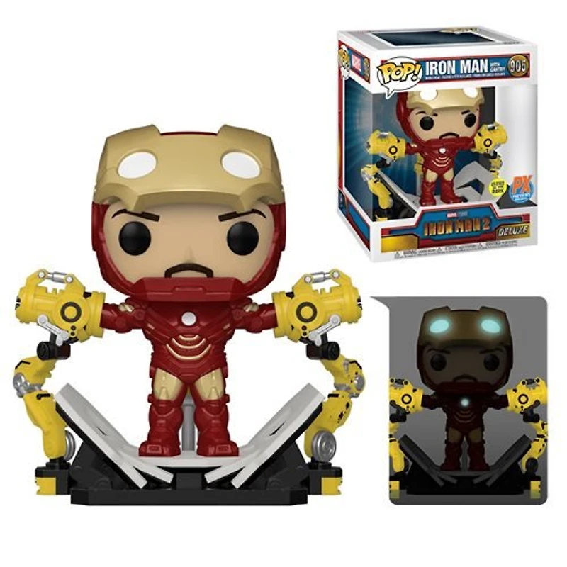 Funko Pop Marvel IRON MAN MK IV with GANTRY 6" PX DELUXE #905 *Glow in the dark*